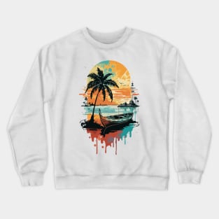 beach and boat Crewneck Sweatshirt